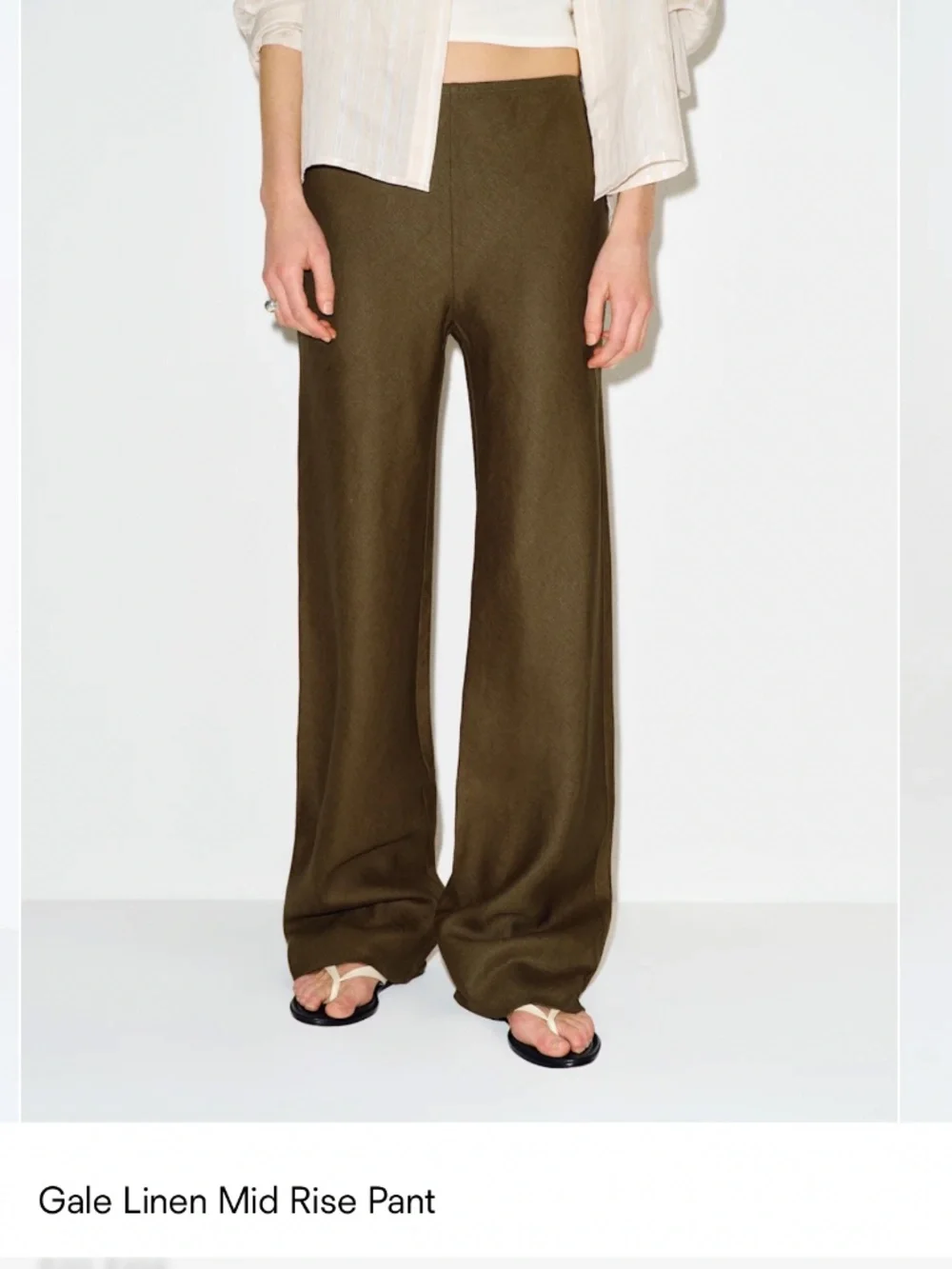 NWT Reformation Gale Linen Mid Rise Pant Green - Size XS